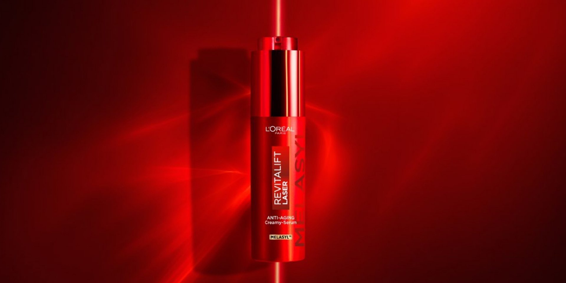 Packshot of L’Oréal Paris Revitalift Laser Triple Action Anti-Aging Creamy-Serum featuring Melasyl for advanced dark spot reduction and skin brightening.