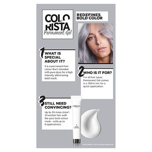 Go Bold with Colorista Hair Dye Hair Colour Silver Grey Permanent Gel